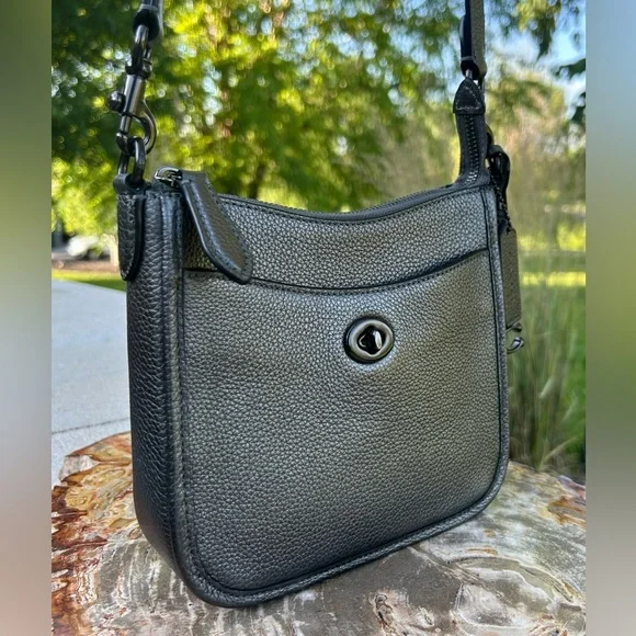 Coach Chaise 19 Crossbody Pewter Metallic Gunmetal EUC - Picture 6 of 17